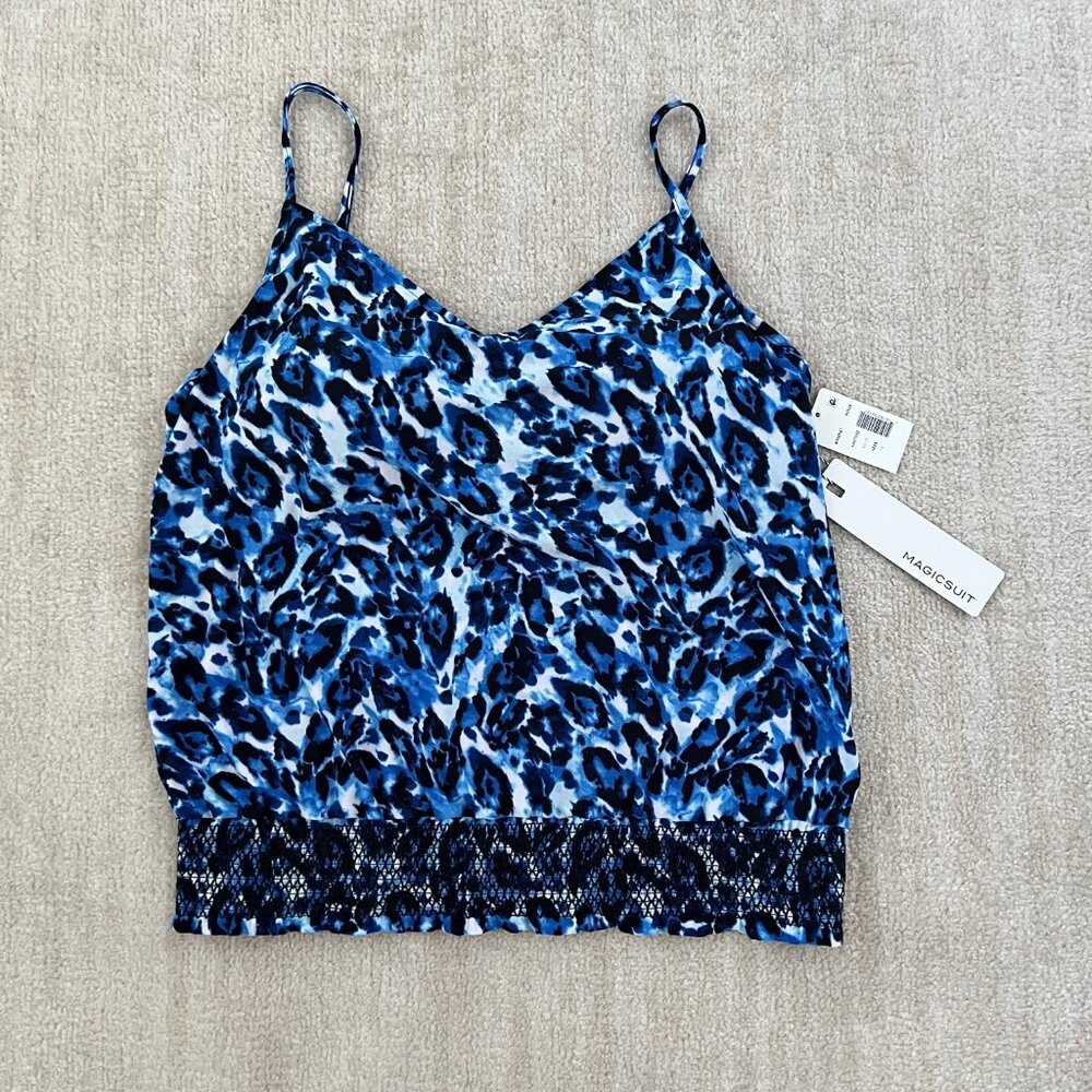 NWT Magicsuit by Miraclesuit Tankini Black Blue Swim Top 14